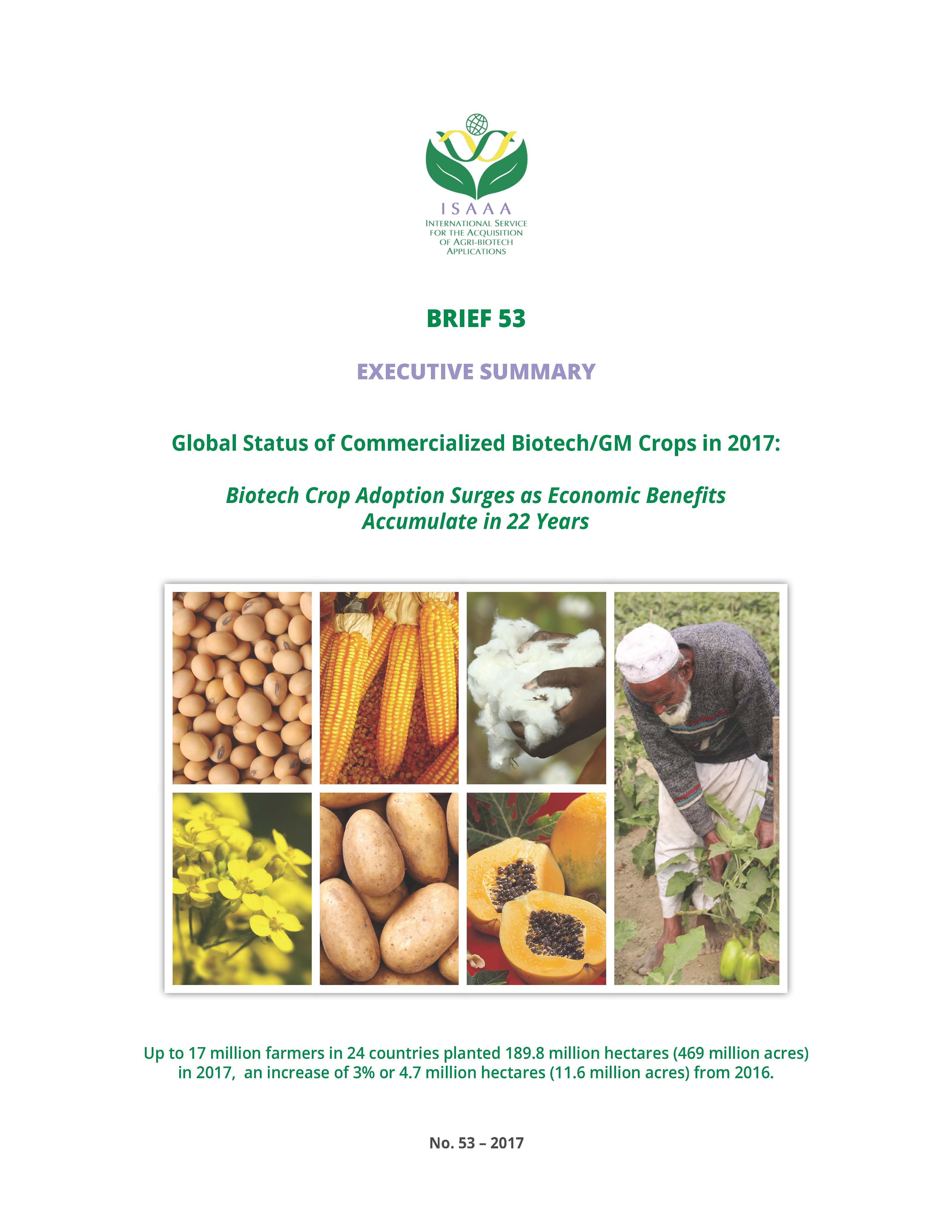 EXECUTIVE SUMMARY: GLOBAL STATUS OF COMMERCIALIZED BIOTECH/GM CROPS IN 2017